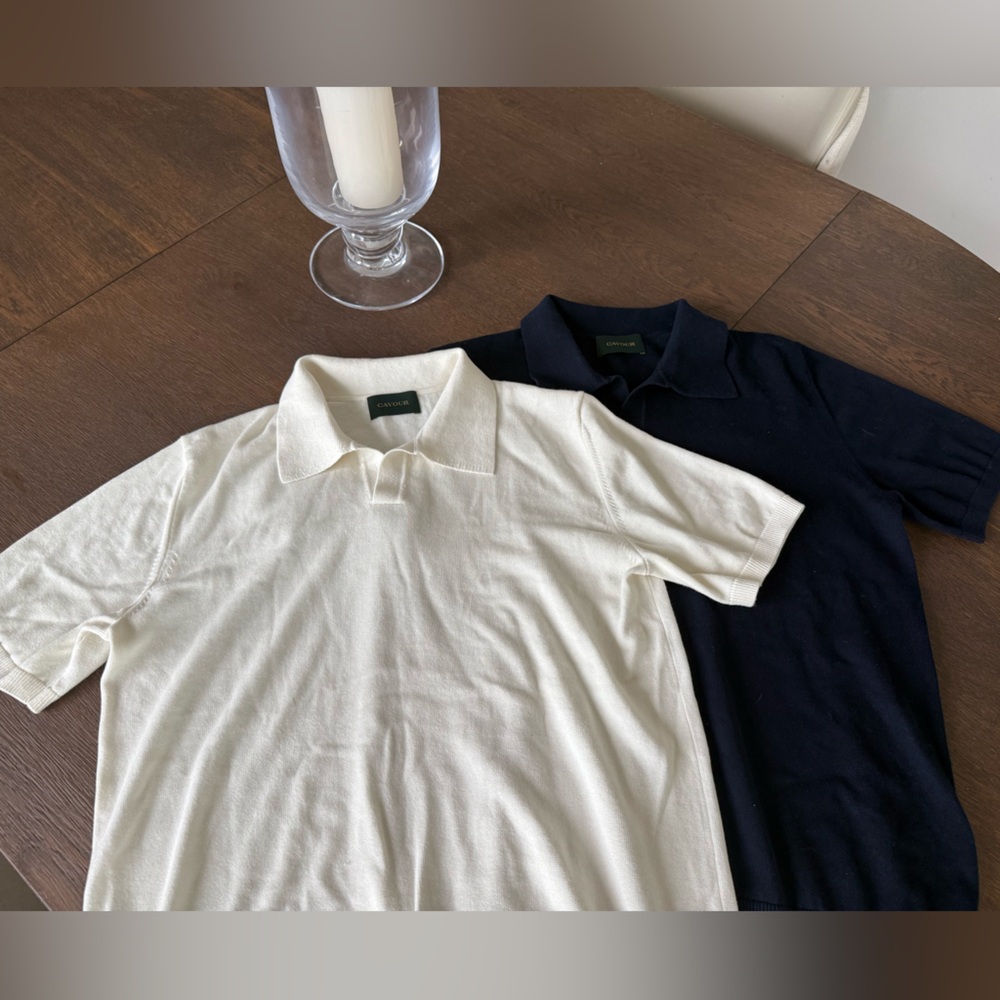 Cavour - White and Navy Polo Shirts